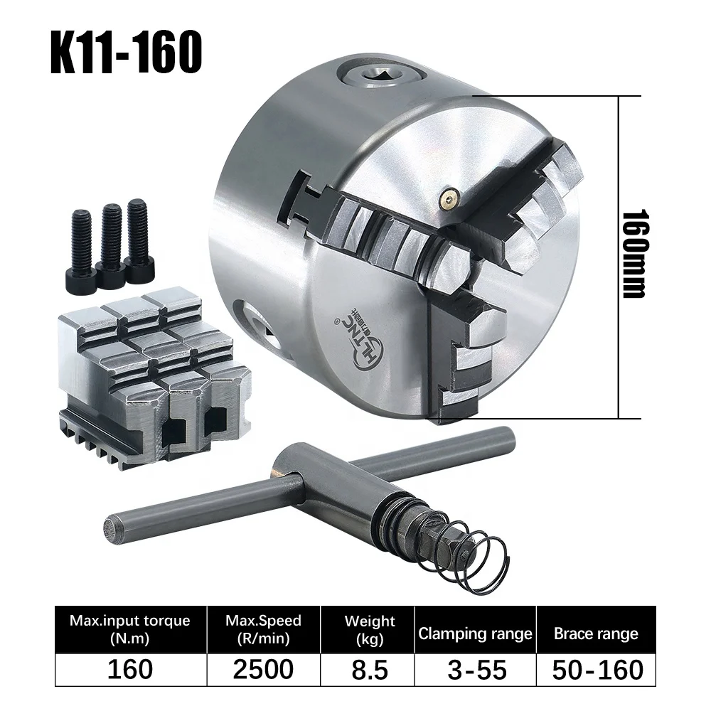 European K11-160 Lath Chuck 3jaw Sanou Jaws Chuck 3 Jaw Self Centering Chuck Self-Centring K11 160mm Hydraulic