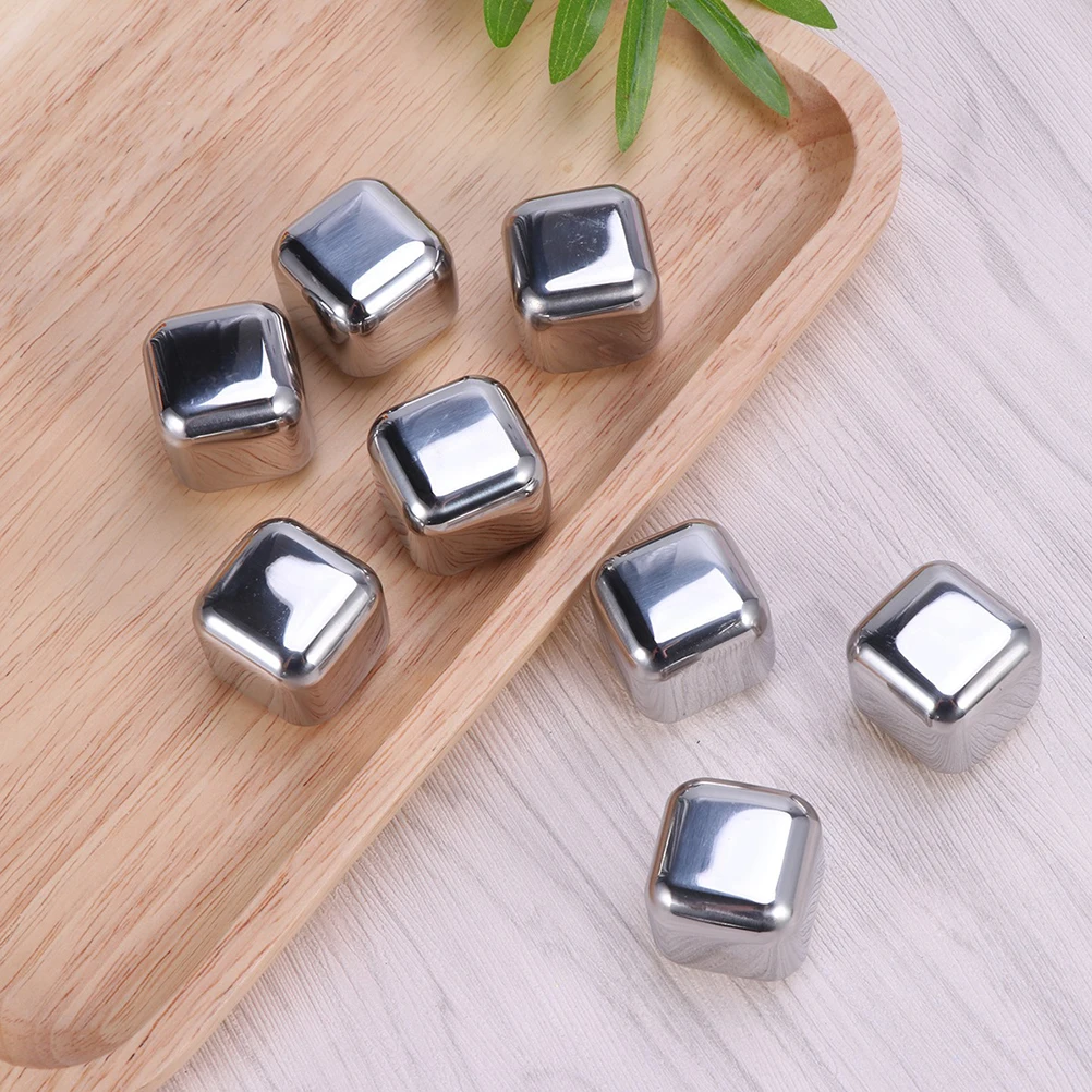 

8Pcs Stainless Steel Reusable Square For Whiskey Drinks Beer Juice