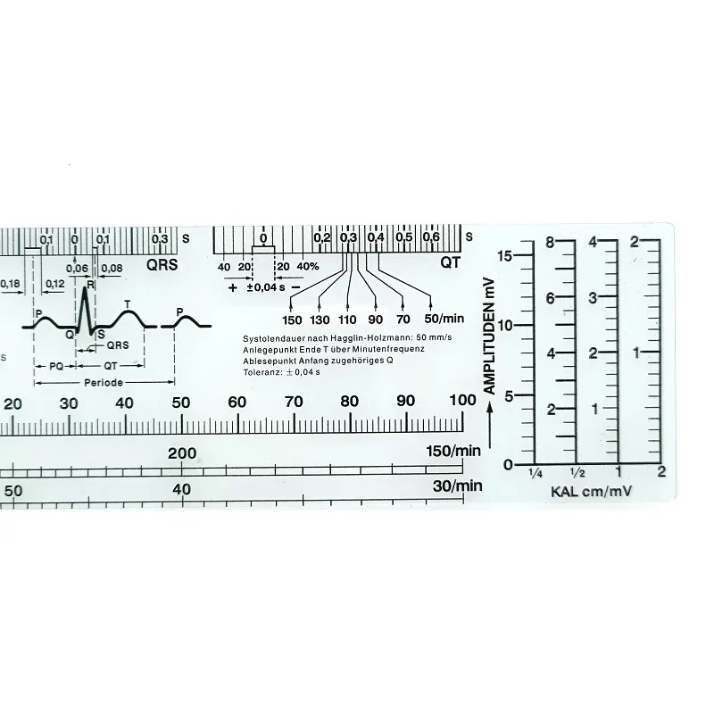 Elektrokardiogram ekg linijka kardiogram przezroczysty miękki tętno linijka zagregowana analiza narzędzie pomiarowe do pielęgnacji 24*5cm