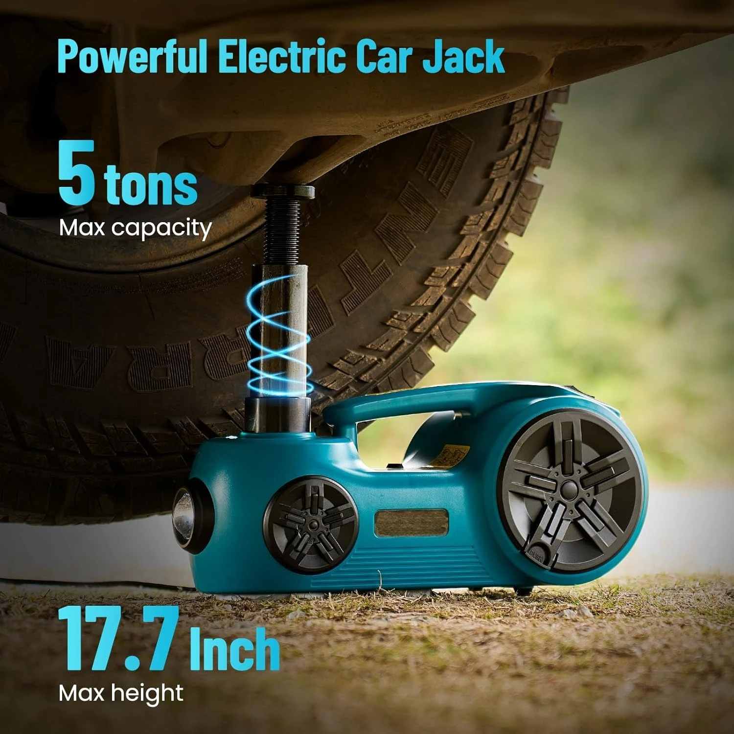 

Electric Car Jack Kit: 5 Ton 12V Hydraulic car Jack with Impact Wrench and Tire Inflator Pump, 17.7 Inch Lift Range·Hot Sale