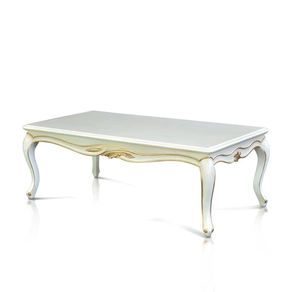 クラシックなコーヒーテーブル、白塗装の無垢材