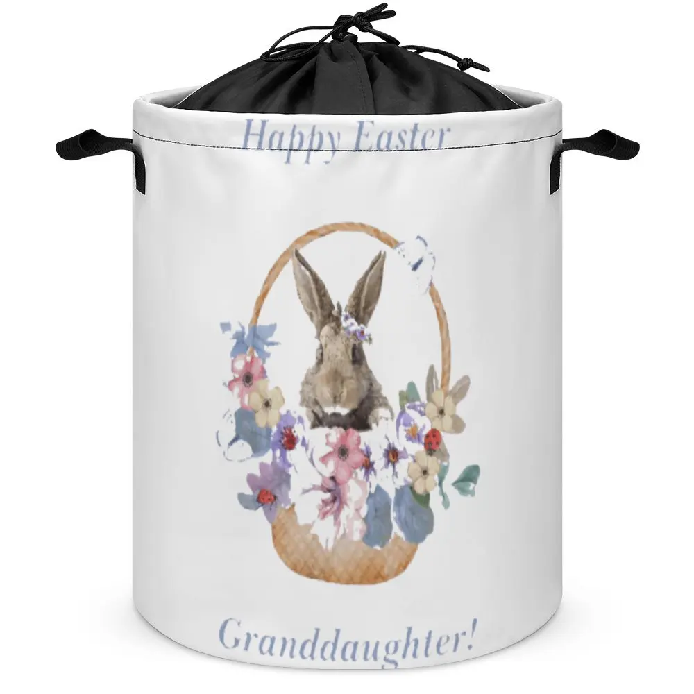 Happy Easter Granddaughter Bunny in Flower Basket C Storage Box Laundry Basket Dust Proof Storage of Socks Handle on Both Sides