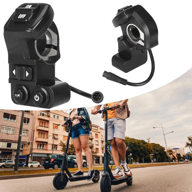 

Electric Scooter Handle Control Switches for Max Waterproof 6 Pin 4 Function Handlebar Switches Turn Horn Button