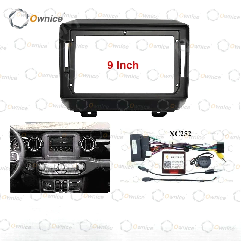 Автомобильная Android-магнитола Ownice 9 дюймов с креплением Quadlock для Jeep Wrangler 4 JL 2018-2019, 2DIN, панель-переходник, проводка, блок Canbus