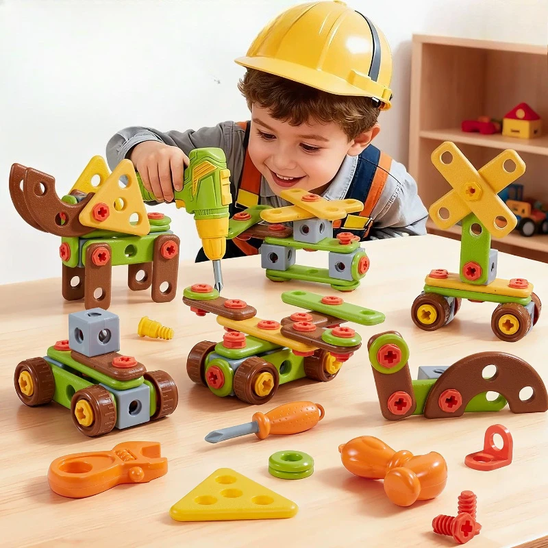 

Extra Large Heavy Duty Simulated Electric Drill Toy Set for Kids Six Year Old Boy Assembly Screwdriver Toolbox Repair Kit