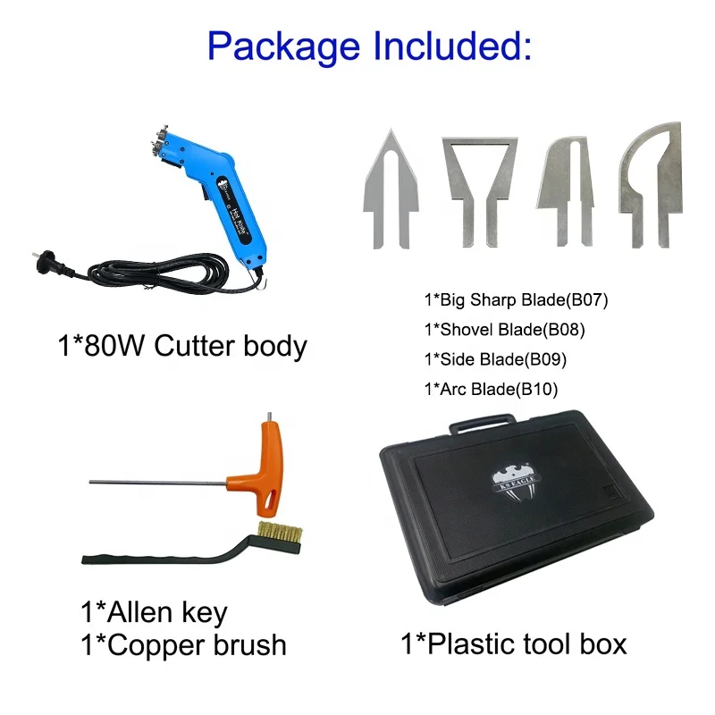 80W With 4 Blades Handheld Electric Rope Webbing Fabric PU Leather Plastic Cutting Heating DIY Industrial Hot Knife
