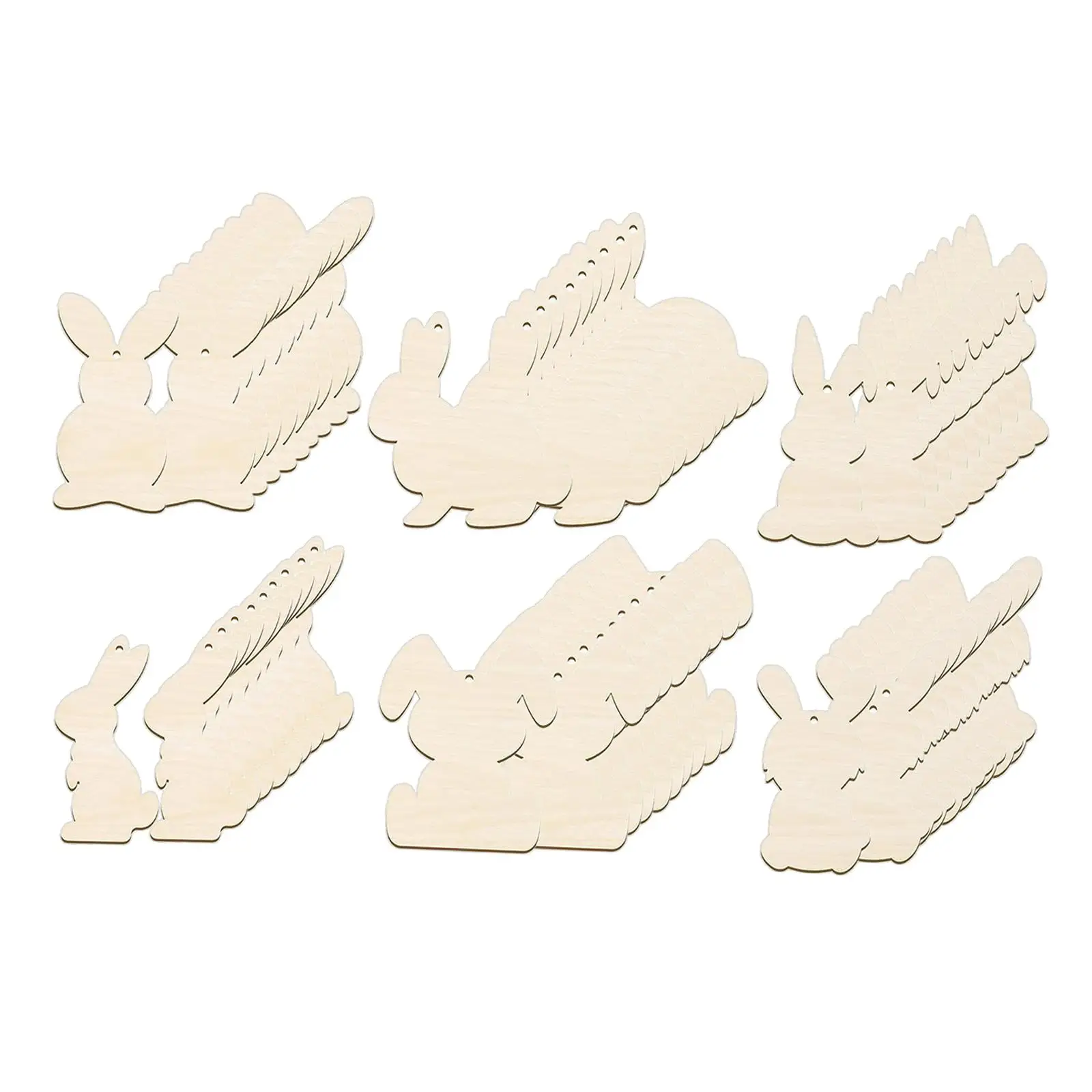 

60Pcs Easter Wooden Bunny Cutouts Wood Tags Wooden Rabbit Cutouts for DIY Craft Decor