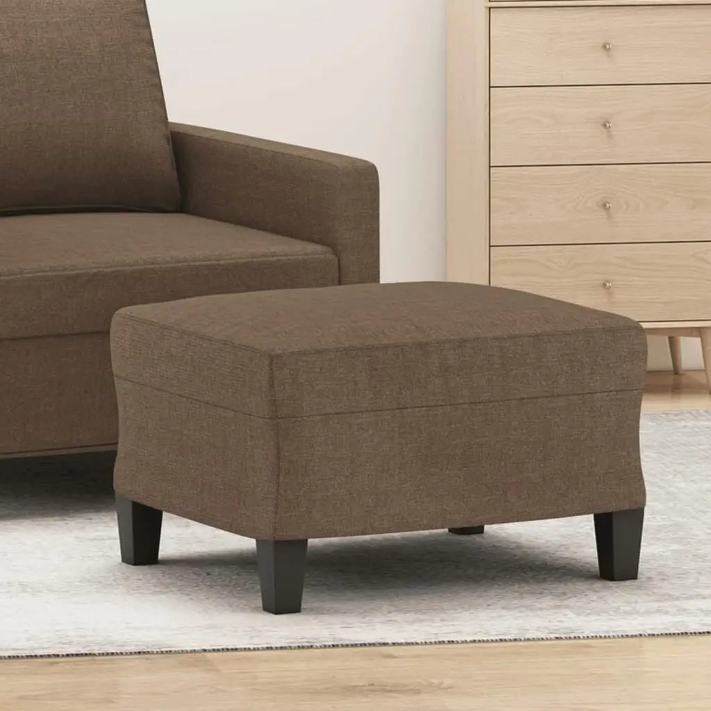 Weicher brauner Fußhocker, 60 x 50 x 41 cm, Stoff, gemütlicher Ottomane, gepolsterter Hocker für Wohnzimmer, Schlafzimmer, moderne Heimdekoration