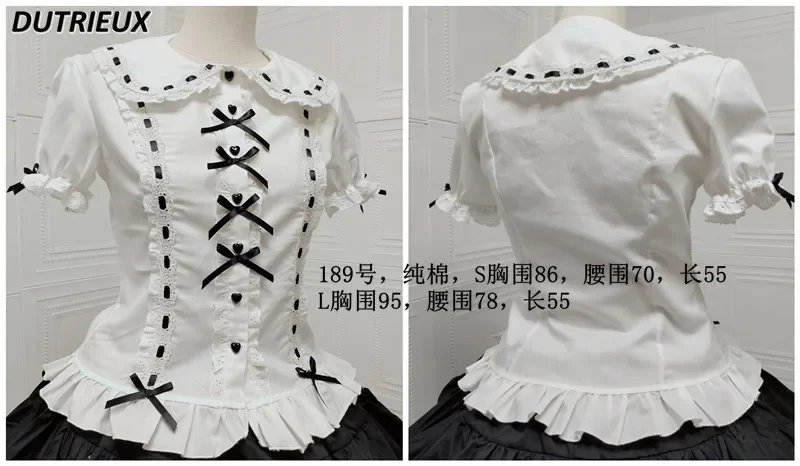 Sweet and Cute Girls Short-sleeved Versatile White Shirt Summer New Single-breasted Blouse Doll Collar Waist Slimming Tops