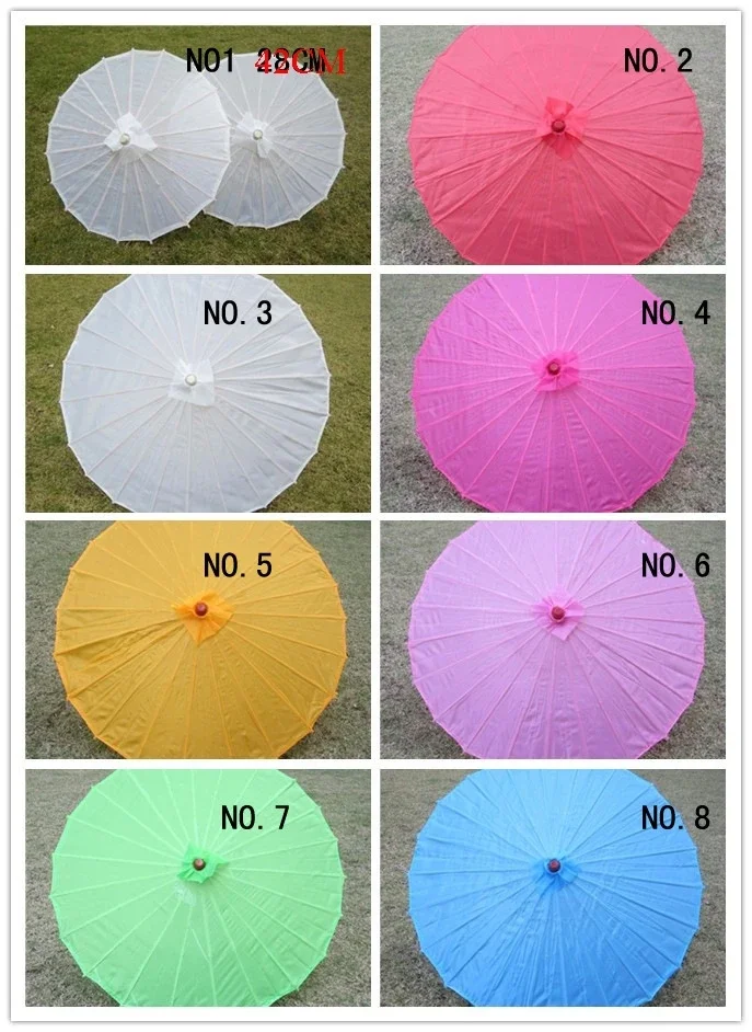 Chinesischer Farbiger Stoff-Regenschirm Weiß-Rosa Sonnenschirme Traditioneller Chinesischer Tanz-Farbschirm Japanische Seiden-Requisiten – Detail 13
