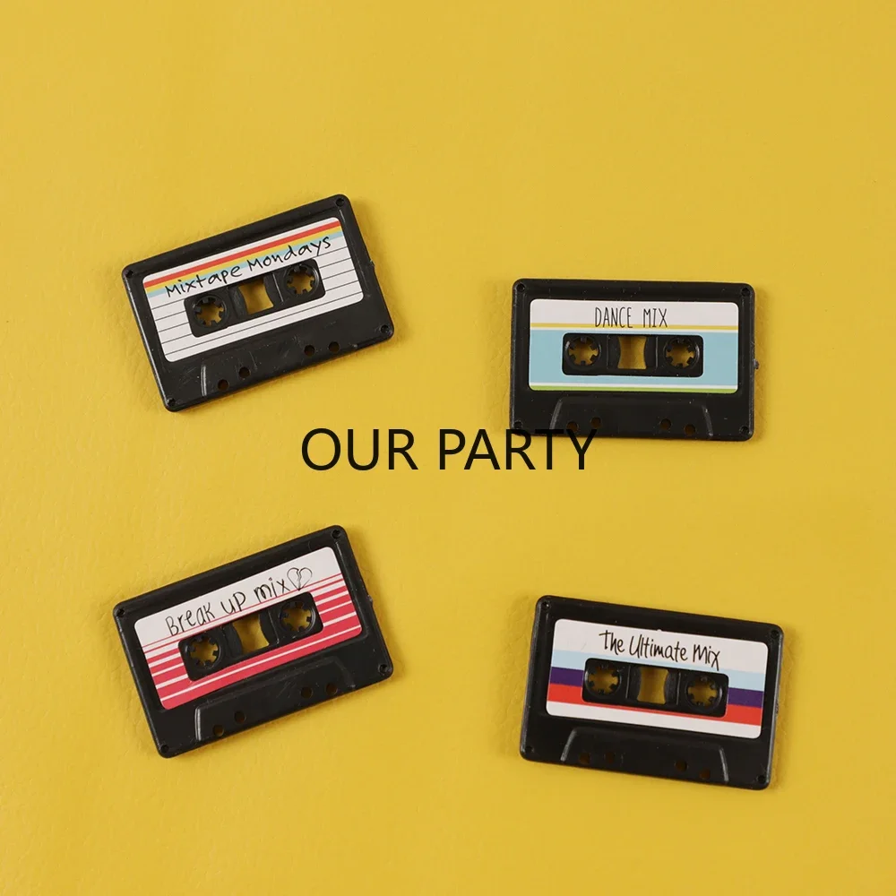4Pcs/Pack Vintage MixTape Turntable Record Fridge Magnet Refrigerator Sticker Message Board Reminder for Home Kitchen Decoration