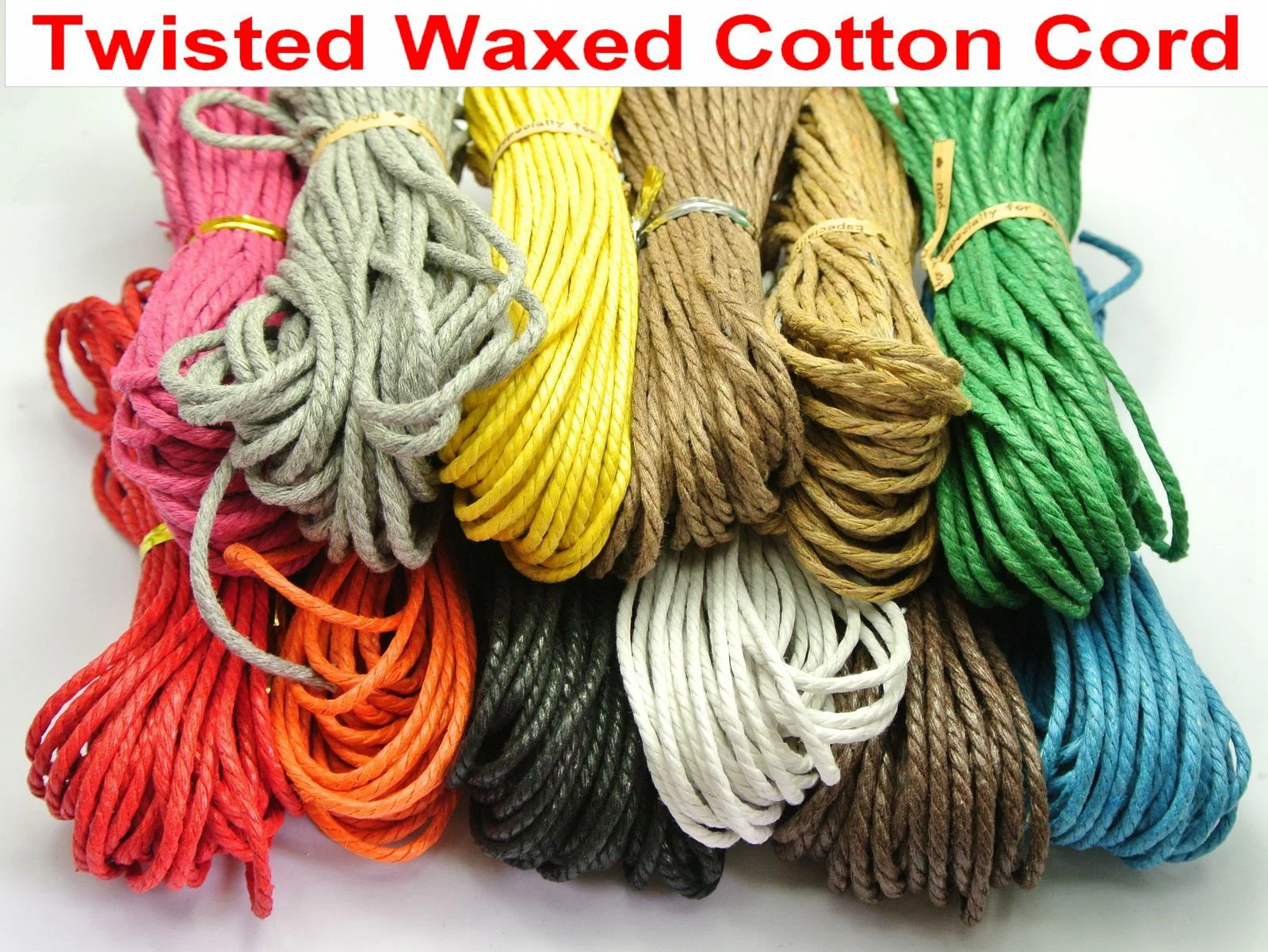 

120 Meter Waxed Twisted Cotton Cord Thread Line 2mm Macrame 12 Color Bracelets