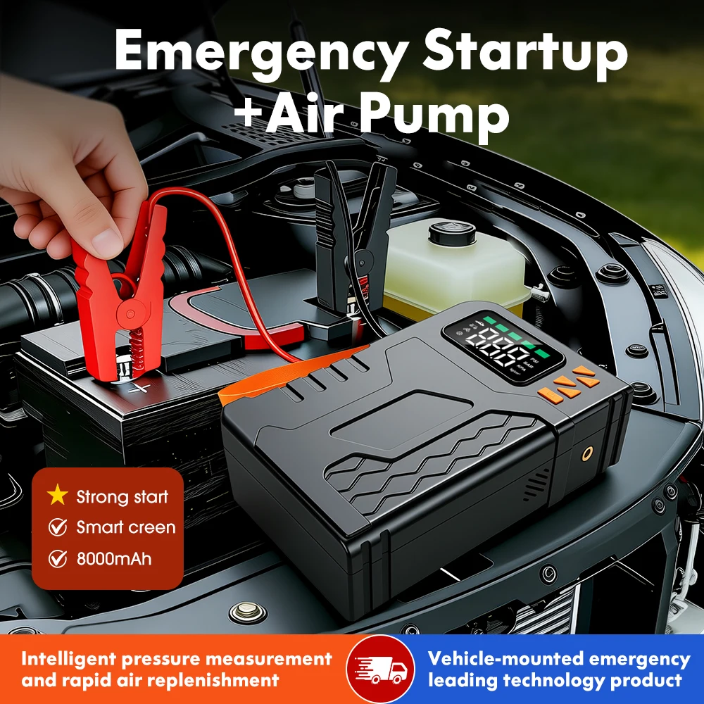 

Carsun 4-in-1 Portable Car Jump Starter - 8000mAh Power Bank 150PSI Tire Inflator with LED Emergency Light