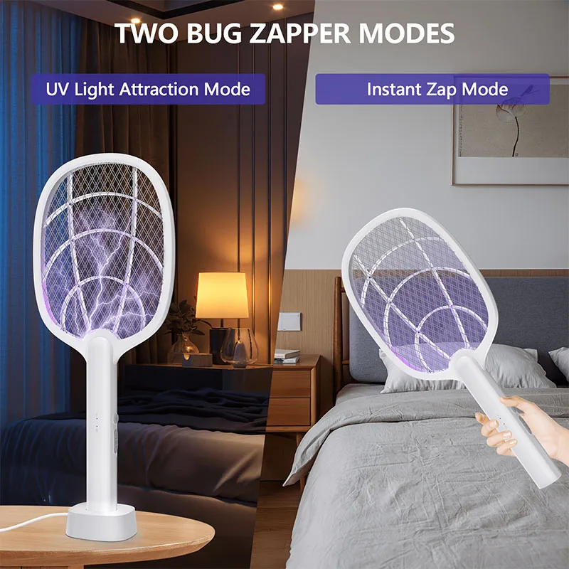 1/2PCS Electric Mosquito Swatter Type-C Rechargeable Mosquito Killer Lamp Insect Fly Zapper Indoor Outdoor Pest Control