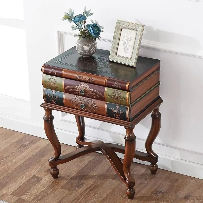 

Retro American Book-shaped Sofa Side Table, Bedside Table and Console Cabinet, Bedroom Decoration with Storage Function