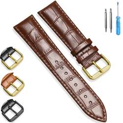 Genuine Leather Watchbands 16mm 18mm 20mm 22mm 24mm Watch Band Strap Steel Pin buckle High Quality Wrist Belt Bracelet + Tool