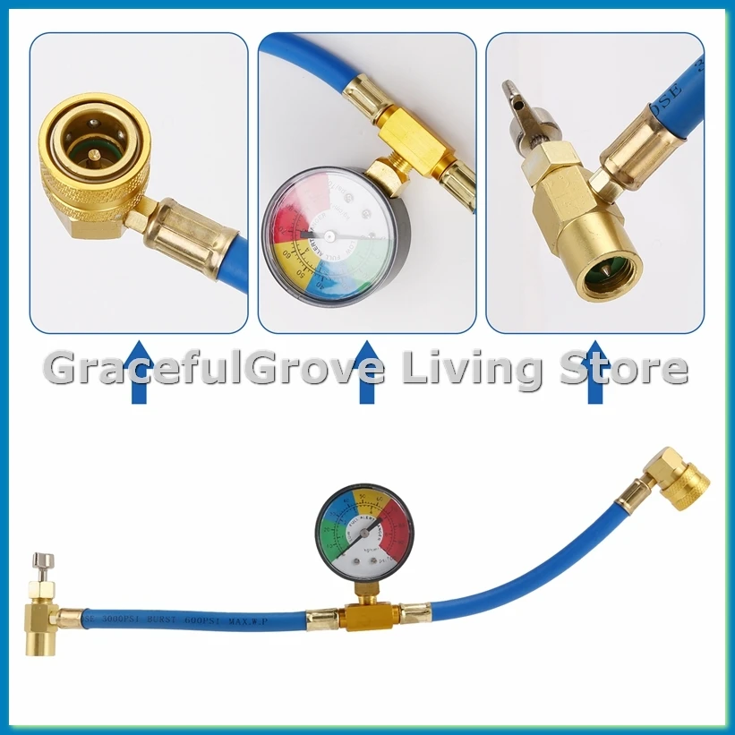 

R134A Car Ac Refrigerant Charge Hose Kit Recharge Hose With Gauge,A/C 45659 Recharge Measuring Kit-ABFB