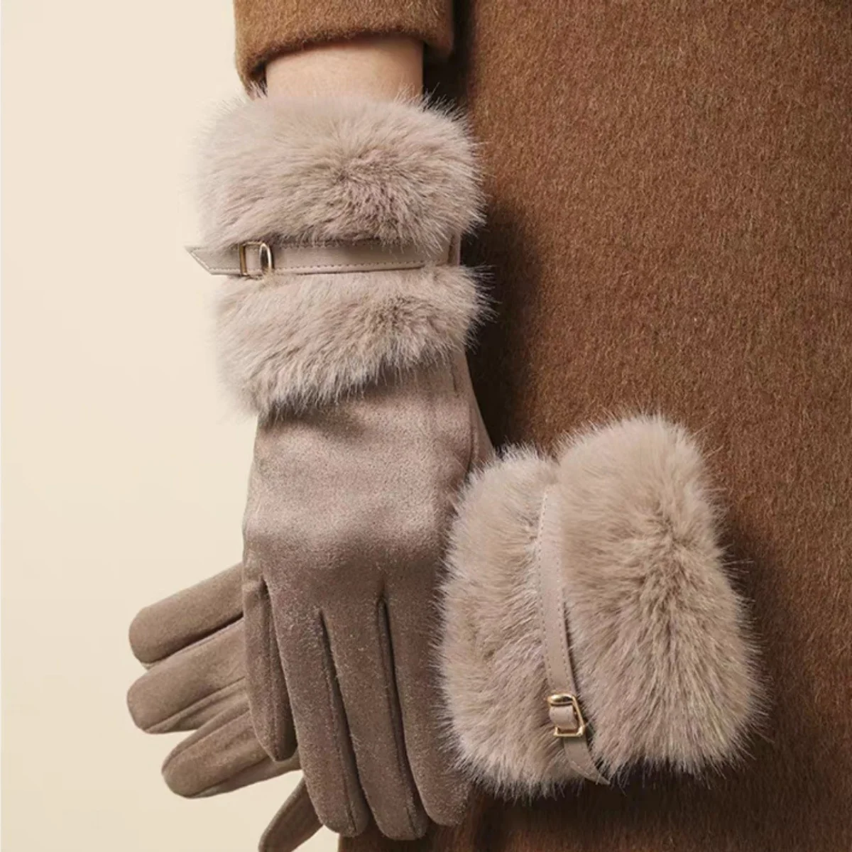 

Оригинальные утолщенные зимние перчатки с сенсорным экраном для женщин, ветрозащитные теплые дышащие перчатки для езды на велосипеде на флисовой подкладке