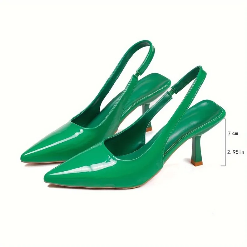 

Women Sandals 2026 Spring New Brand Woman Slingback Shoes Fashion Ladies High Heels Elegant Med Heel Pointed Toe Slip on Sandal