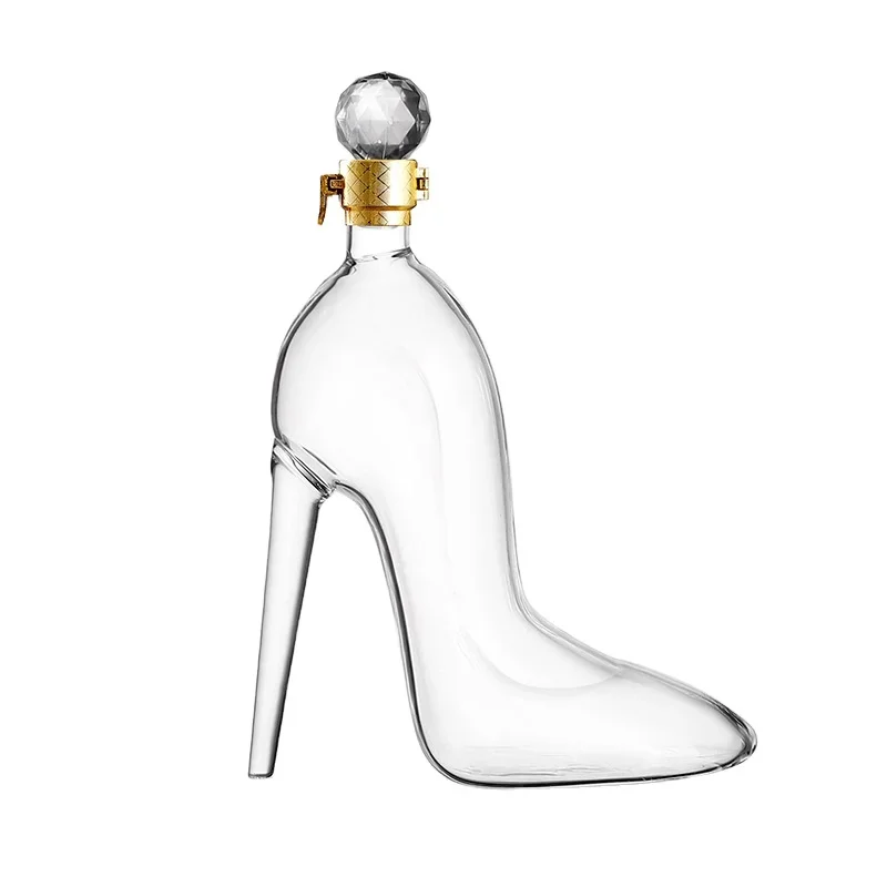 High Heels Fire Extinguisher Red Wine and Whiskey Sparkling Glass Bottle Thickened Sealed Jar for Wholesale