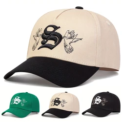 Unisex Personality S Letter Embroidery Snapback Baseball Caps Spring and Autumn Outdoor Adjustable Casual Hats Sunscreen Hat