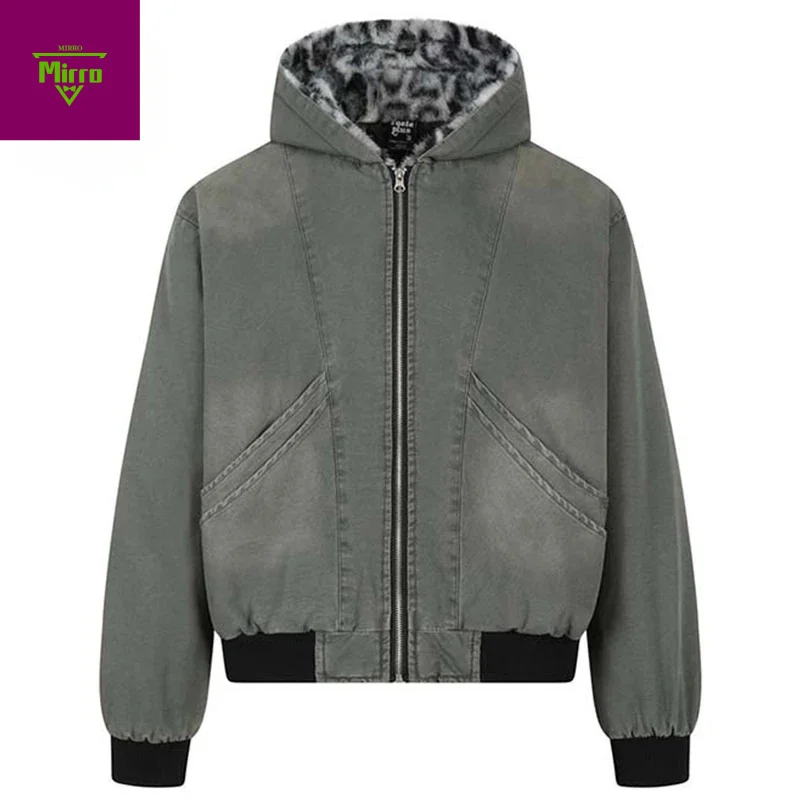 

Men Vintage Jackets Winter Thicken Plush Warm Parkas Coats Streetwear Harajuku Hip Hop Oversized Padded Jackets Outwear