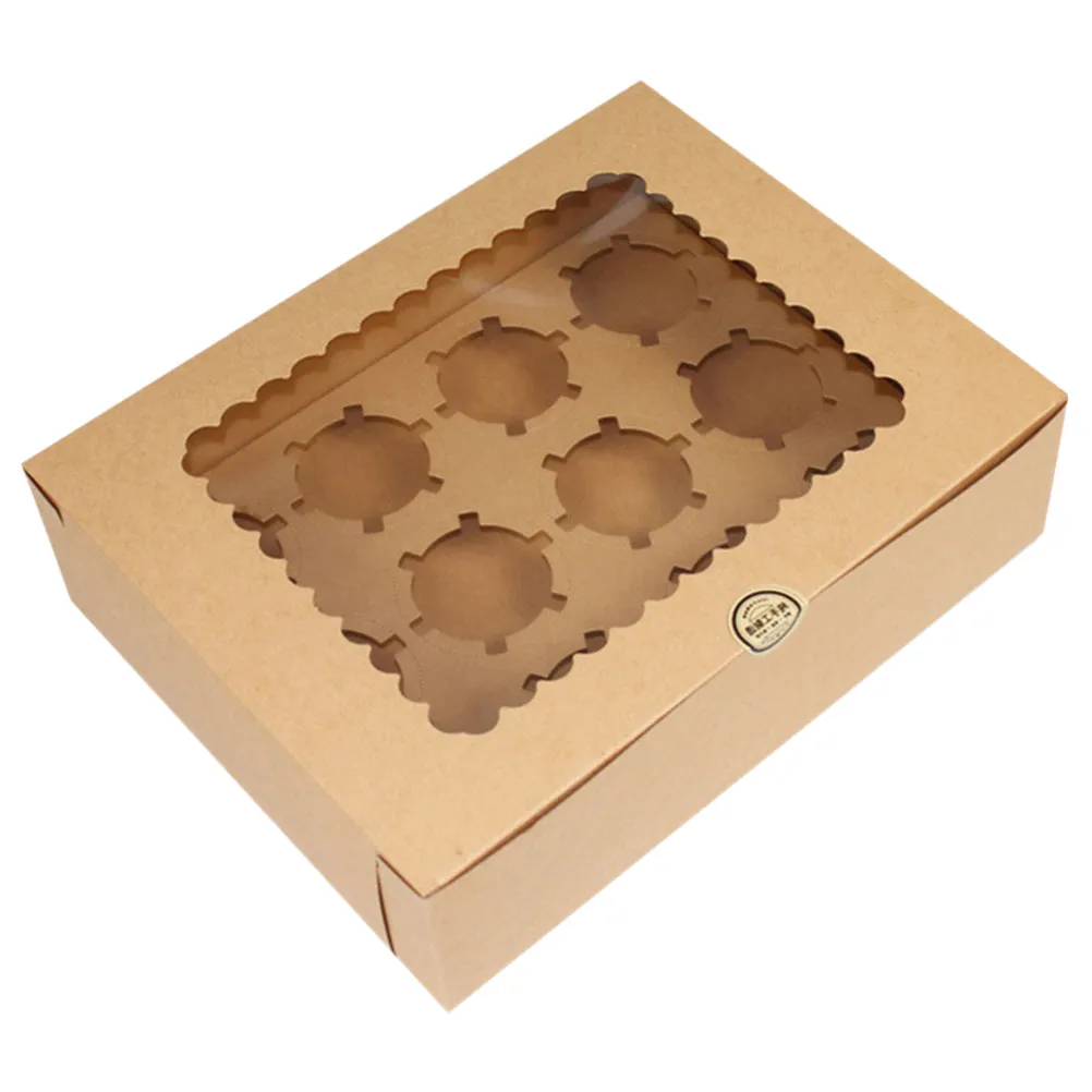 12-Cavity Cupcake Container with Window Sturdy Food-Grade Paperboard Cake Box for Home Bakers Picnic Gathering Dessert Carrier