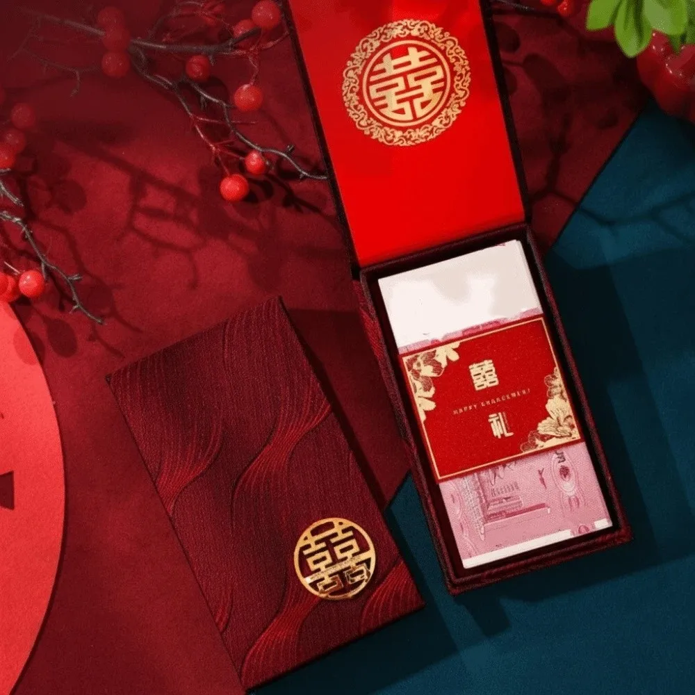 

Magnetic Wedding Red Envelope Big Capacity Traditional Money Pocket Stereoscopic Vertical Version Red Pocket Box Gift