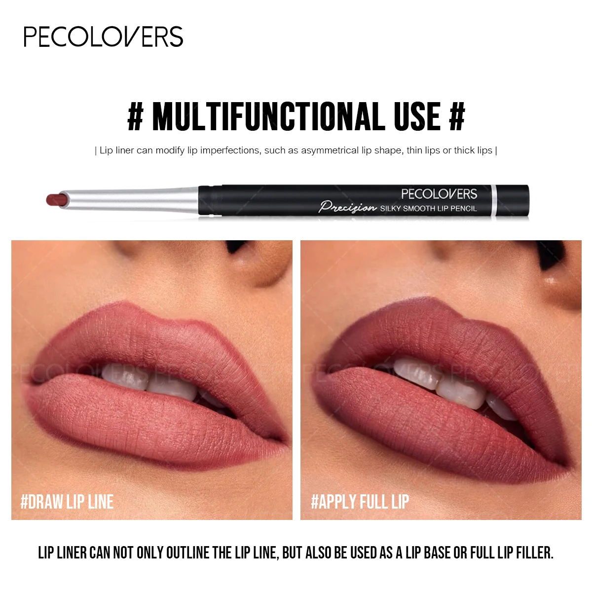 Caneta delineadora labial de longa duração e à prova d'água, à prova de suor, presente perfeito para mulheres, adequada para criar looks delicados de maquiagem, 1 peça