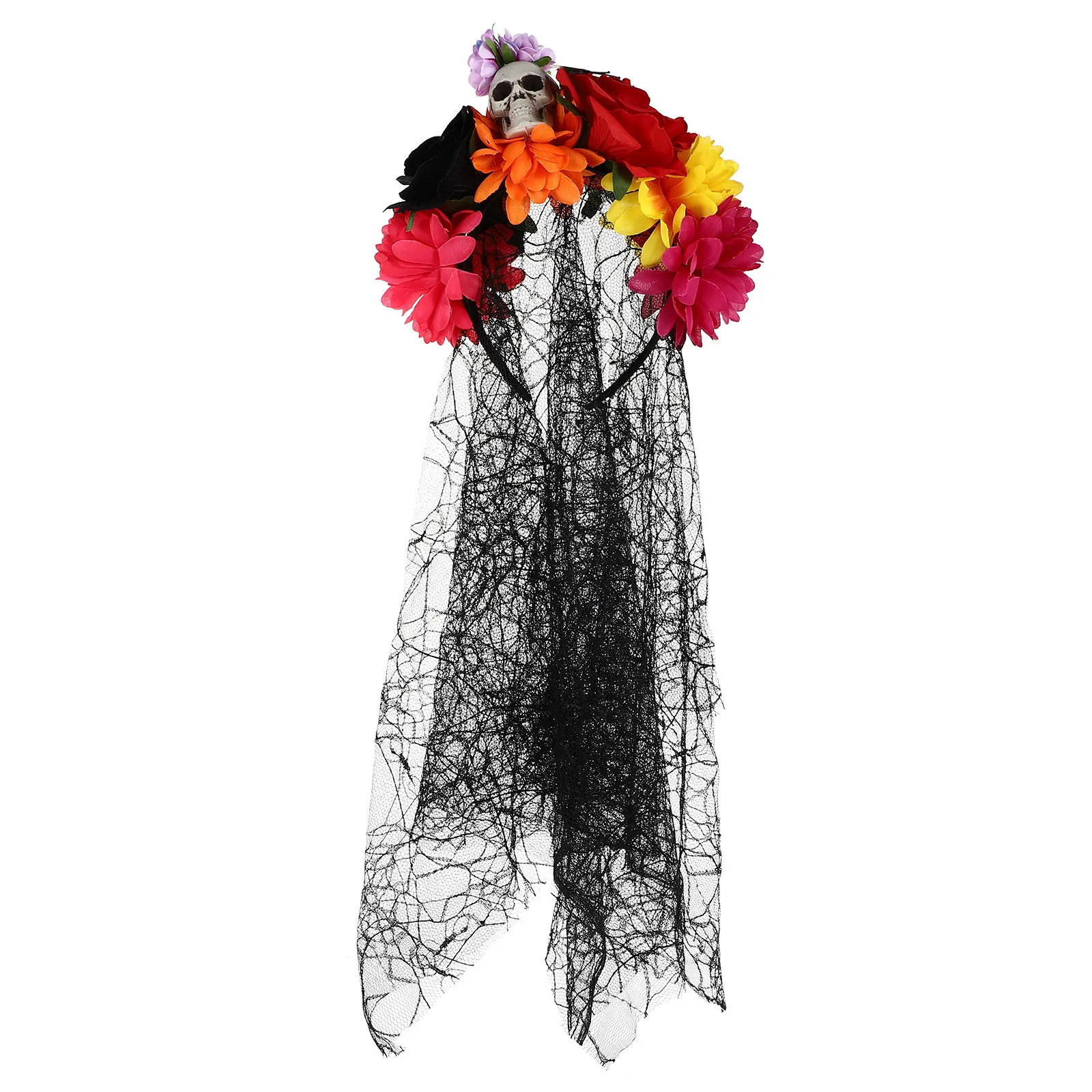 

1Pcs Halloween Skull Headband with Exaggerated Bow-Tie Veil Creative Festival Headdress for Party Cosplay Stage Photography