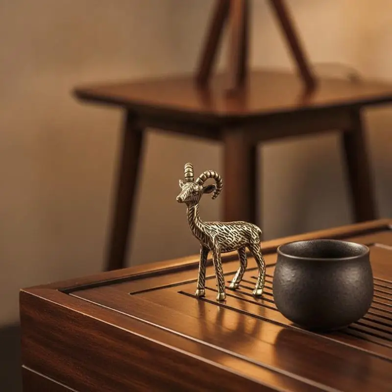 Vintage Brass Goat Figurine With Hand Carved Details Antique Brass Finish Perfect For Home Office Decor Collectible Gift