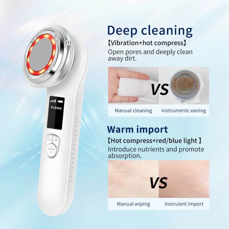 Care Home Use Ems Led Portable Face Lift Massager Hot and Cold Firming Skin Care Beauty Meter