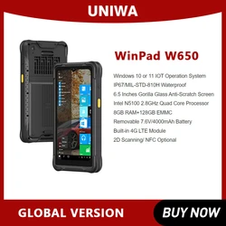 UNIWA WinPad W650 Rugged Tablet 6.5 Inches 8GB+128GB  4G IOT  Hanheld Windows 10 PDA MIL-STD-810H Waterproof Tablet PC