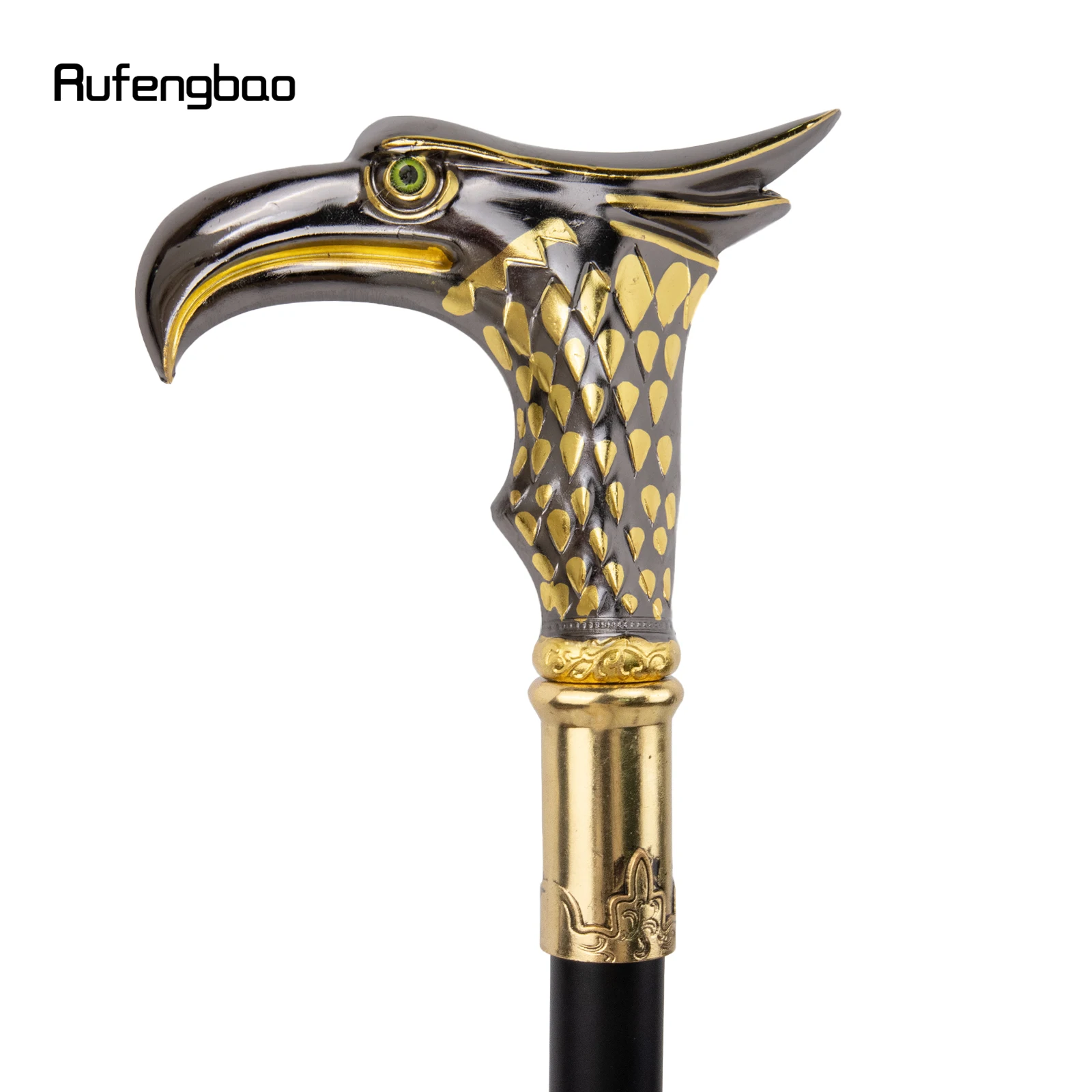 Golden Black Eagle Walking Stick Decorative Vampire Cospaly Vintage Party Fashionable Walking Cane Halloween Crosier 93cm