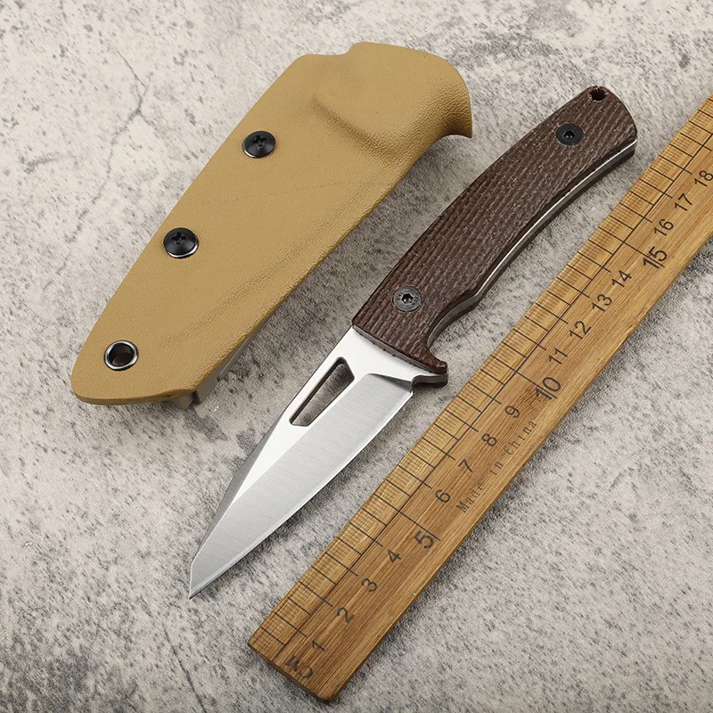 

DC53 стальной нож с фиксированным лезвием, льняная ручка, прямые ножи для кемпинга, ручной инструмент для выживания, ножи с ножнами