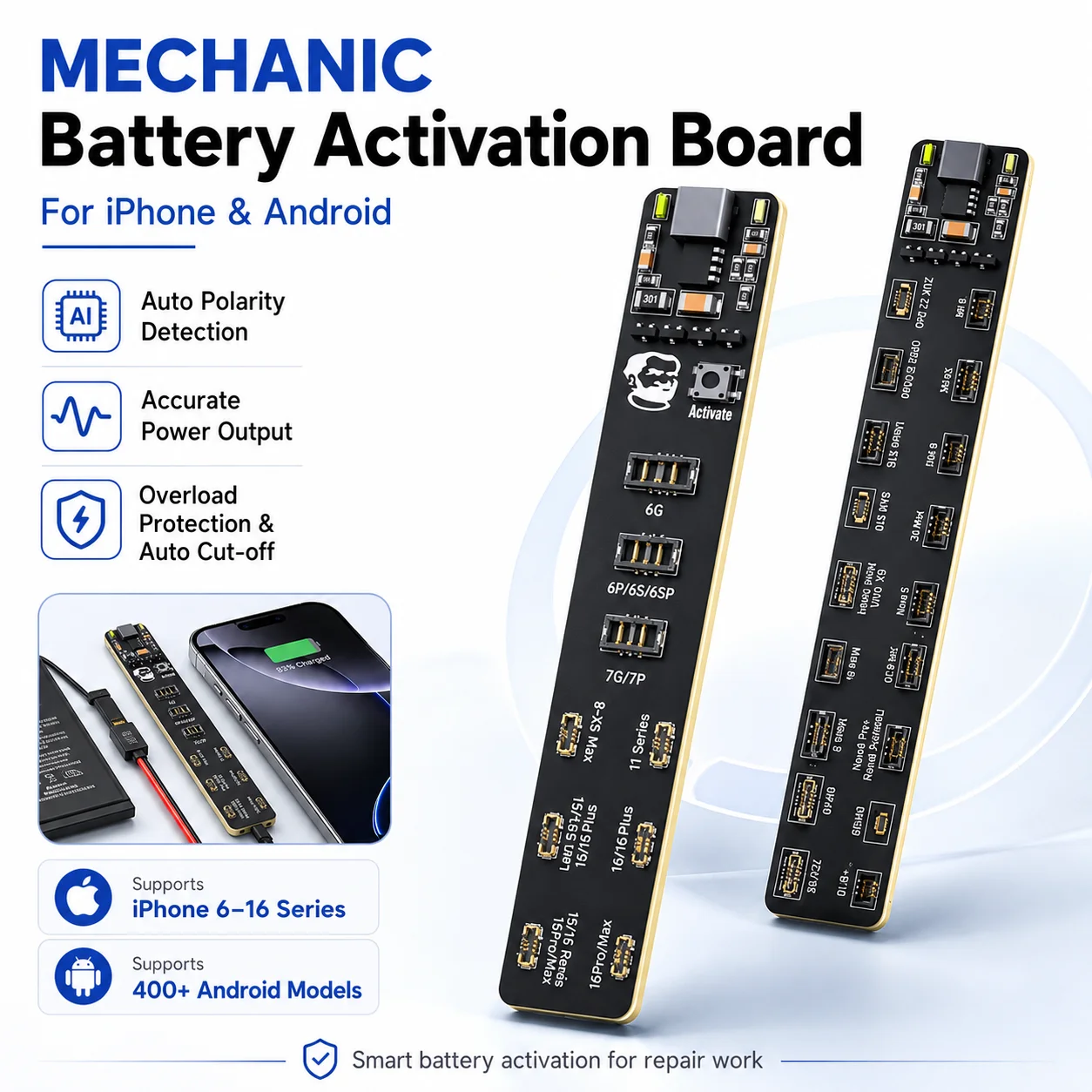 MECHANIC F009 F018 Battery Activation Board for iPhone Android One-Touch Charging Tester Repair Power Tool Mobile Battery Cables