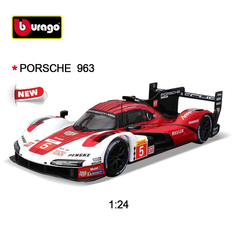 Bburago 1:24 Porsche 963 Le Mans Racing Diecast Model Car Model Rally Car Alloy Luxury Vehicle Toy Model Collection Kids Gift