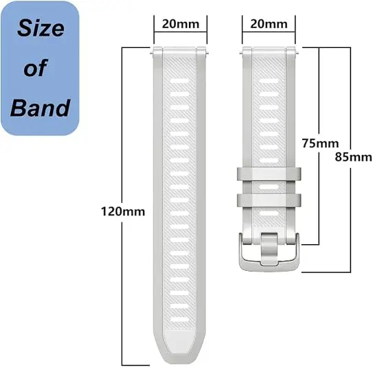 20mm Width Silicone Replacement Strap For Garmin Forerunner 165/Vivoactive 3/Vivoactive 5/Forerunner 55,245,645 Music Smartwatch