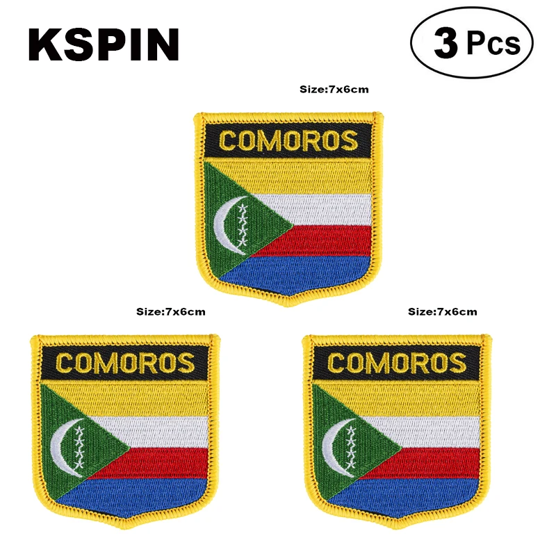 Comoros Shiled Shape flag patches national flag patches for Cothing DIY Decoration