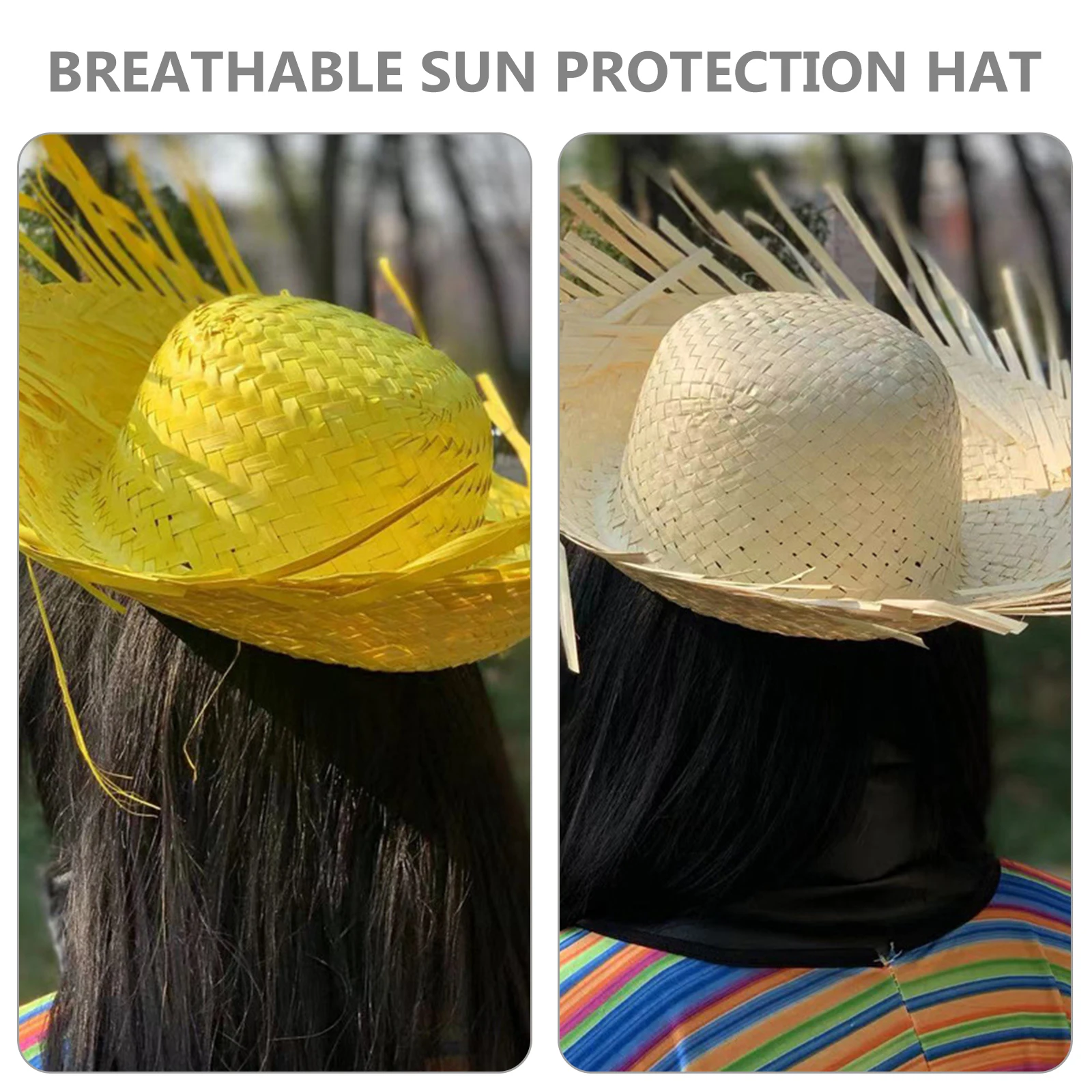 

3pcs Sun Beach Hat Summer Style Wide Brim Woven Sun Protection Hat Lightweight Flexible Color Photo Shoot Beach