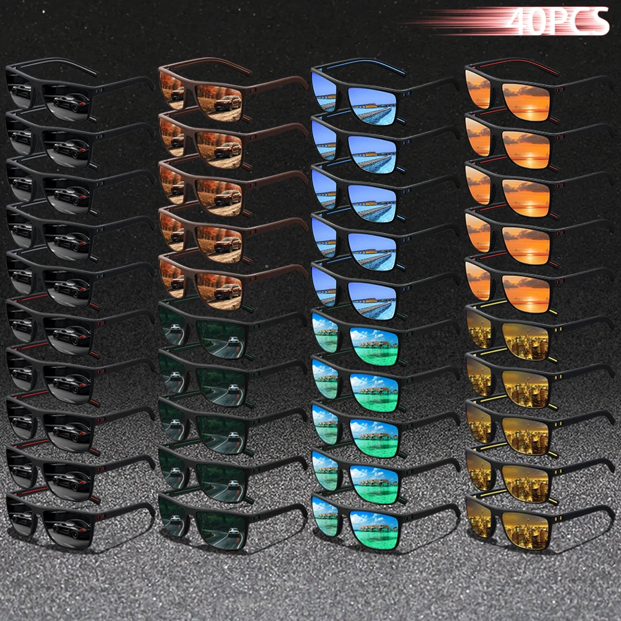 

40 PCS Fashion Vintage Check Pattern Sunglasses Men Women Fishing Driving Men Luxury Brand Designer Sunglasses UV400 Eyewear