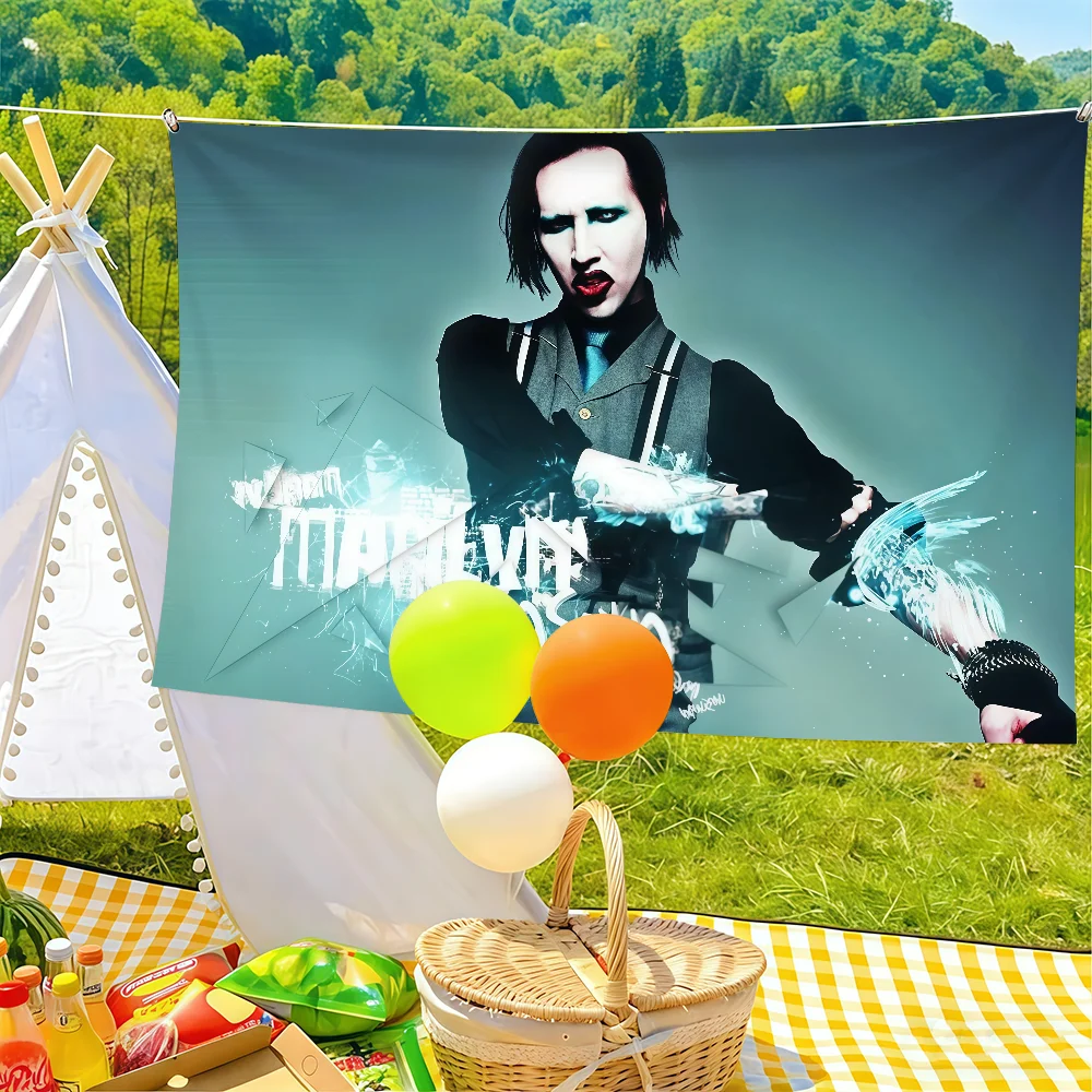 Singer M-marilyn M-manson Flag Suitable For Birthday Parties Living Room Bedroom And Outdoor Camping Decorations
