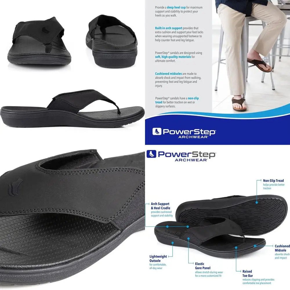 

Men's Arch Support Flip Flops with Cushioned Shock Absorbing Soles and Lightweight Non-Slip Tread