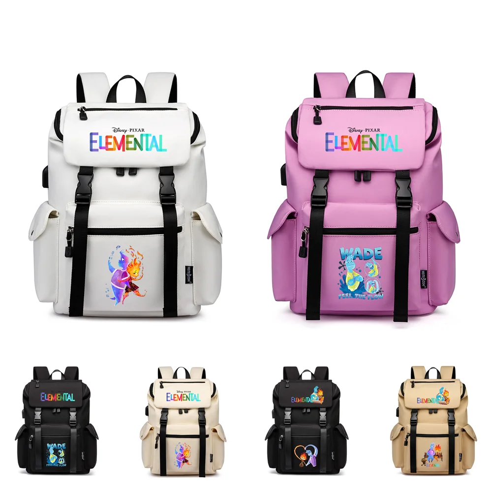 

Elemental Backpacks Girls Boys Students Schoolbag Large Capacity Laptop Cartoon Bag Waterproof USB Charging Mochila