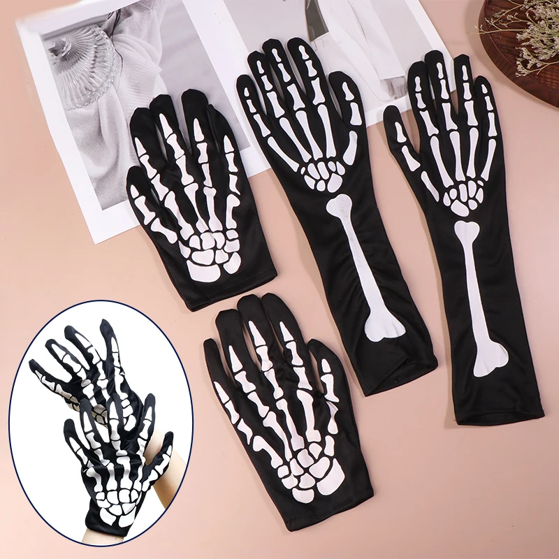 1Pair Punk Skeleton Skull Gloves Halloween Cosplay Gloves Unisex Masquerade Props Cocktail Horror Party Glove