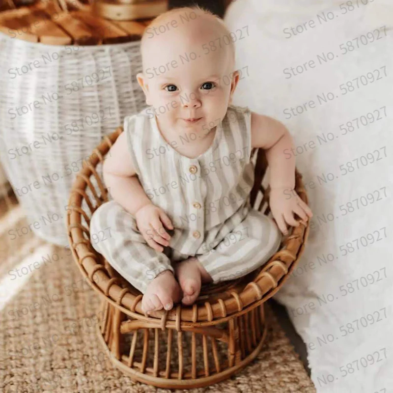 2022 Newborn Photography Props Handmade Round Rattan Chair Baby Bed Infant Photoshot Prop Shooting Studio Posing Accessories