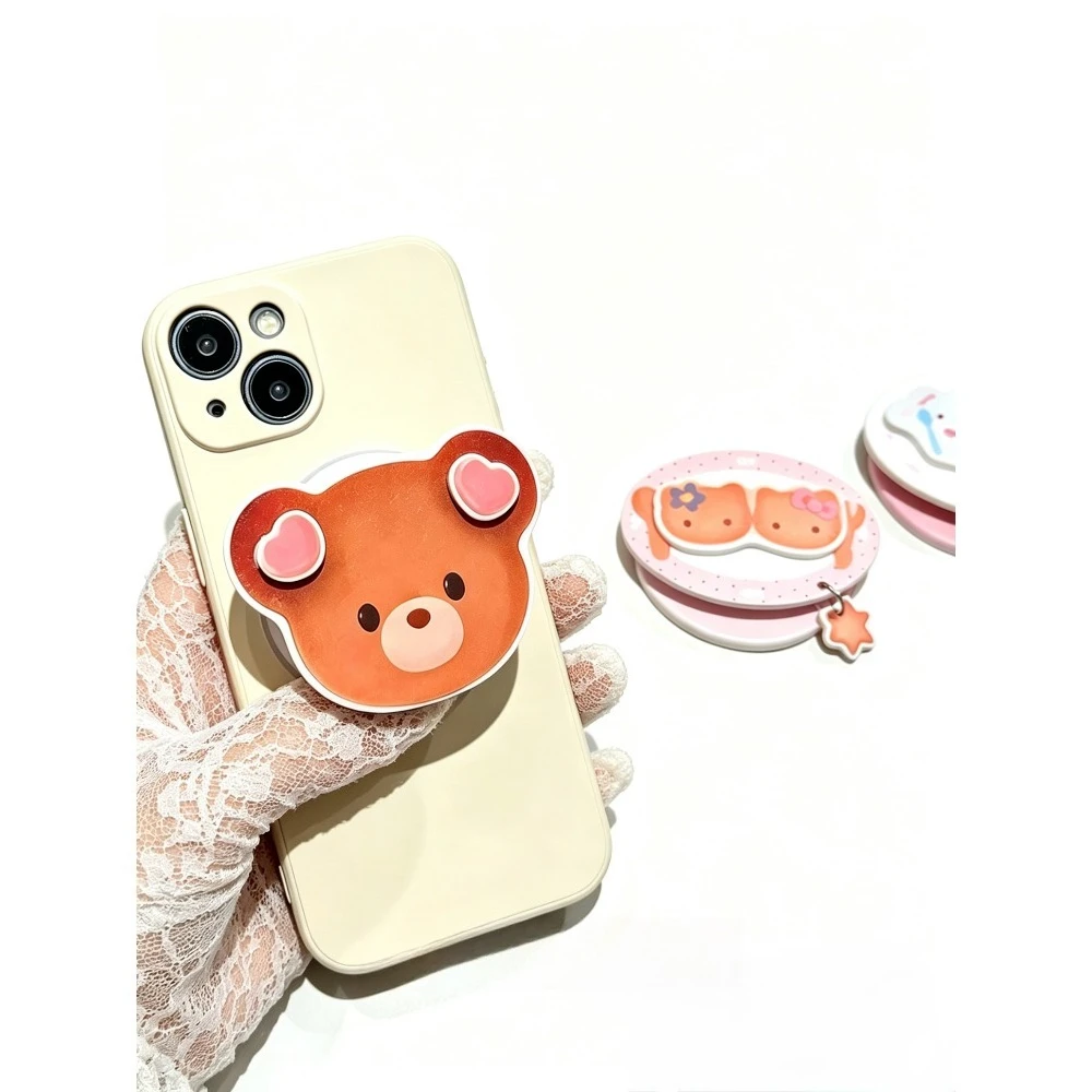 Sanrio Creative Cartoon Hello Kitty Korea Cute Biscuit For MagSafe Phone Stand Foldable Magnetic Phone Case Finger Ring Holder - view 3