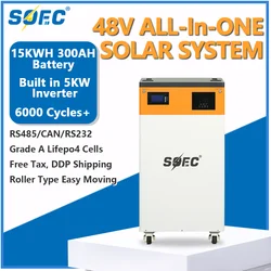 SOEC 48V 300Ah 15KWh All In One System Built in 5KW Inverter LiFepO4 Lithium Ion Powerwall for Home Energy Storage Solar System