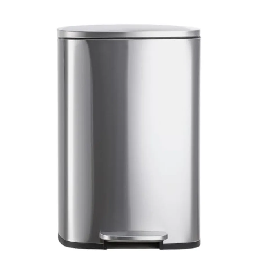 

Мусорное ведро из нержавеющей стали на 50 л (13 галлонов) с крышкой, педальное, безконтактное, прямоугольное, устойчивое к отпечаткам пальцев
