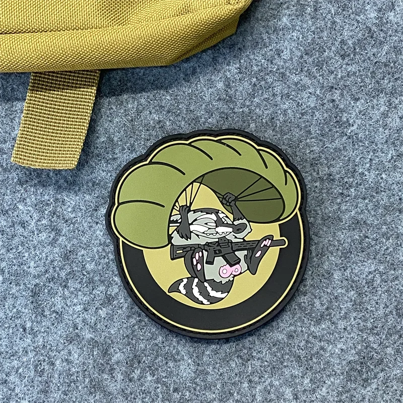 Helmet Telescope Patch 3D PVC Cartoon Parachute Sticker Tactical Morale Badge Hook and Loop Armband Backpack  Clothing Patches